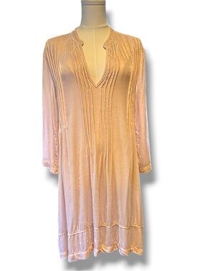 CP SHADES velvet Regina dress pin tucked long sleeve light pink size Medium